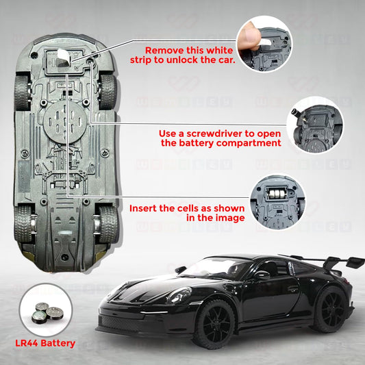 Die-Cast Super Sports Car Toy – Metal Model with Rear Spoiler